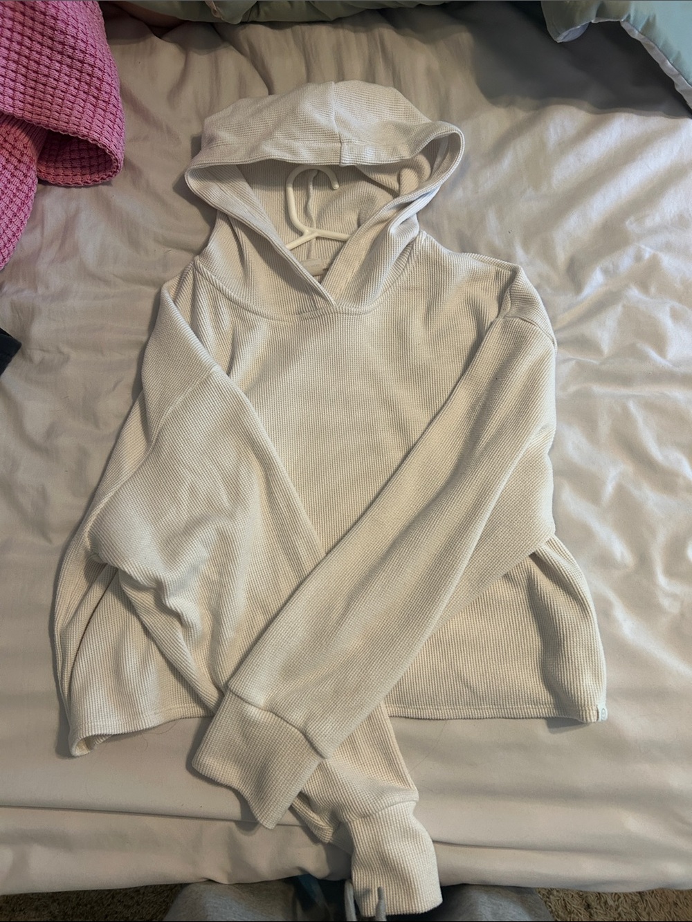 Gilly Hicks Cream Waffle-Knit Hooded Pullover